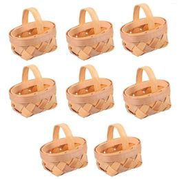 Sachets de bijoux 8pcs mini paniers tissés avec des poignées pour les faveurs artisanat décor potep