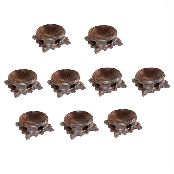 Bolsas de joyería 9 piezas Mini soporte de madera para esfera de cristal Soporte de bola Decoración de roca