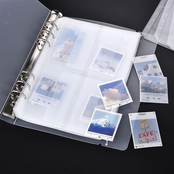 Pochettes à bijoux A5 Transparent 6 trous Sangle de rangement Clip Sac pour matrices de découpe Timbres Organisateur Titulaires Carton Enveloppes Scrapbooking