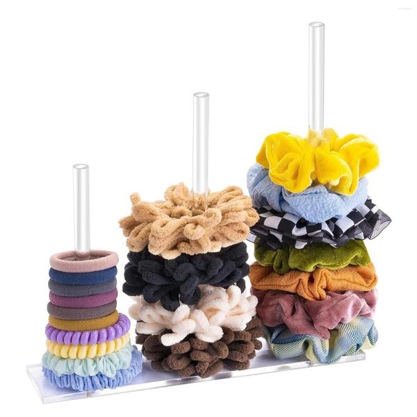 Bolsas de joyería Soporte de stand de scrunchie acrílico Organizador de corbata de cabello transparente para anillos Bangle Pulseras Banda de cuerda