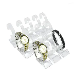Bijoux Sachets Acrylic Watch Display Rack Clear Bracelet Bangle Stand Stand Storage Shop Outh Showcase 10pcs / Lot
