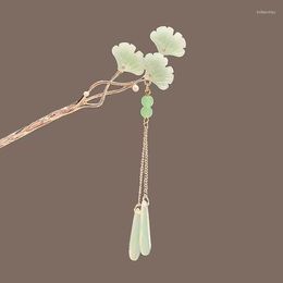 Pochettes à bijoux Antique sens avancé vent frais Jade Ginkgo feuille glands étape-secouant épingles à cheveux Style chinois épingles à cheveux