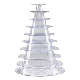 Pochettes à bijoux Sacs 10 niveaux Cupcake Holder Stand rond Macaron Tower Clear Cake Display Rack pour la fête d'anniversaire de mariage Decor204y