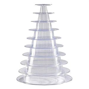 Pochettes à bijoux Sacs 10 niveaux Cupcake Holder Stand rond Macaron Tour Clear Cake Display Rack pour la fête d'anniversaire de mariage Decor2164