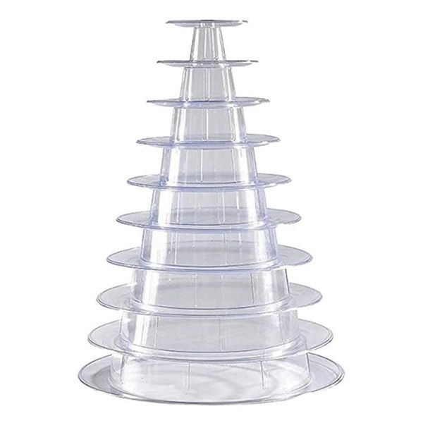 Pochettes à bijoux Sacs 10 niveaux Cupcake Holder Stand rond Macaron Tower Clear Cake Display Rack pour la fête d'anniversaire de mariage Decor278e