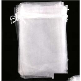 Sieraden zakjes tassen 100 stcs/lot verkopen 4Size witte organza geschenkzak voor gunsten kralen drop levering packing display dhwf5