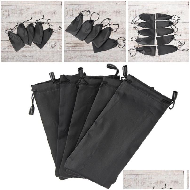 Sieraden zakjes zakken 10 stks geen hinderlijk doek vaste kleur zwarte tas mode zonnebril draagbare bril soft dstring drop dhyap
