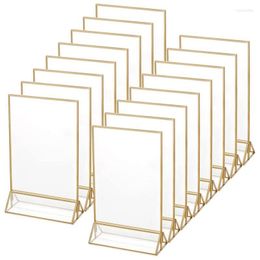 Sieraden zakjes zakken 18 pc's gouden tekenhouder 5x7 inch acryl dubbelzijdige desktop display stand trouwtafel digitale rek wynn22
