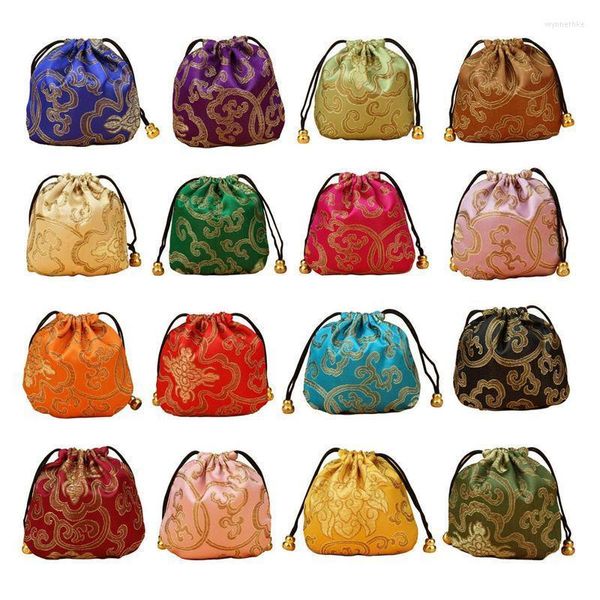 Bijoux pochettes sacs 24 pièces soie brocart pochette sac cordon porte-monnaie cadeau valeur ensemble Wynn22