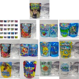 Sieraden Pouches Tassen 3.5G 0.125Oz Glanzende Mylar Hologram Zak Verpakking Geur Proof Plastic Backpackboyz Runty Blue Candy Popzz Lemonna Ot1B2