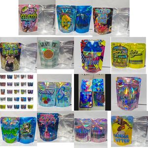 Bijoux Pochettes Sacs 3.5G 0.125Oz Brillant Mylar Hologramme Sac Emballage Odeur Preuve En Plastique Backpackboyz Runty Bleu Limealatti Zlurpee Otneb