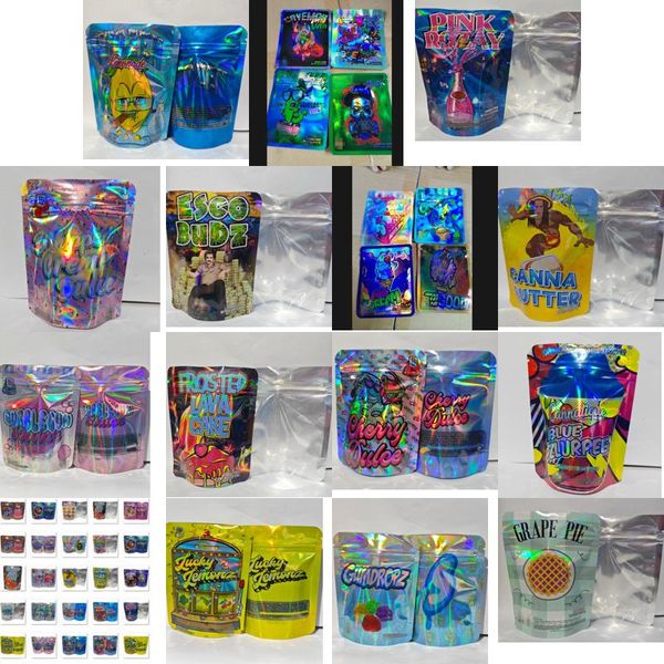 Pochettes à bijoux Sacs 3.5G 0.125Oz Shiny Smell Proof Mylar Plastic Bag Packaging Package Blue Zlurpee Bubble Dce Cake Runty Cherry Es Ot6Qn