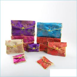 Bijoux Pochettes Sacs 30 Pcs 5 Couleurs Floral Zipper Porte-Monnaie Pochette Mode Cadeau Sacs Pour Bijoux Sac De Soie Chinois Carte De Crédit Holde Dh0Tc