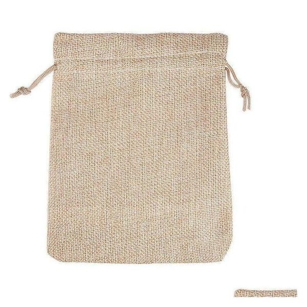 Sachets de bijoux, sacs 4 tailles Couleur d'origine sac de jute dstring mariage packaging de Noël cadeau en gros petit sachet mini drop dhktn