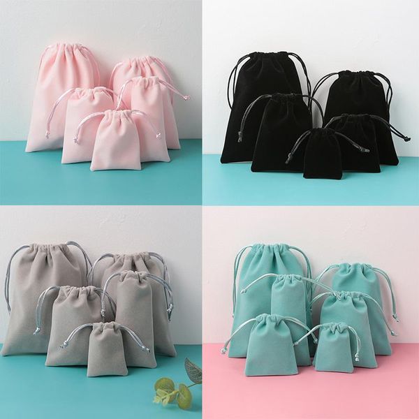 Bolsas de joyería, bolsas 5 piezas de alta calidad 8 colores almacenamiento cuentas de terciopelo/té/dulces/joyería organza bolsa con cordón para boda regalo de Navidad Po