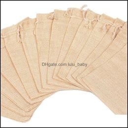 Sacs de sachets de bijoux 7x9cm 9x12cm 10x15cm 13x18cm couleur minimage de couleur de jute de jute en lin cadeau dstring sacs pour we lulubaby dhzp7