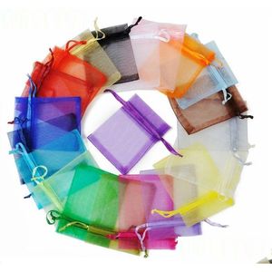 Sieraden zakjes zakken 7x9cm kleine organza cadeaubog verpakking bruiloftsfeest voorkeur juweel pouch drop levering display otqfg