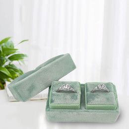 Sieraden pouches, tassen antieke vierhoekige fluwelen dubbele box enkele ring display houder met afneembaar deksel voor bruiloft