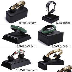 Bijoux Pochettes Sacs Noir Leatherette Bracelet Chaîne Bracelet Montre De Détail Présentoir Vitrine Stand Deluxe Compteur Jewe Dhgarden Dhsyv