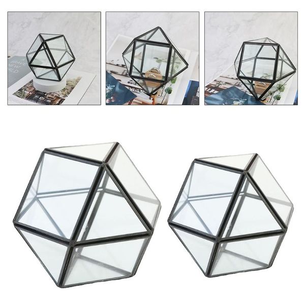 Bijoux Pochettes Sacs Verre Clair Géométrique Terrarium Succulentes Conteneur Moderne Table Balcon Planteur Fenêtre Rebord Décor Pot De Fleur DIY B