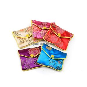 Pochettes de bijoux, sacs Colorf chinois broderie boucle d'oreille bracelets collier sacs en tissu emballage mariage anniversaire faveur fête bijoux Dro Dhris