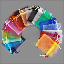 Sieraden Zakjes Zakken Tientallen Maten Mesh Organza Zak Gift Pouch Wedding Party Xmas Candy Dstring Pakket Grootte 7X9 9X12 10X15 15X20 Dhuat