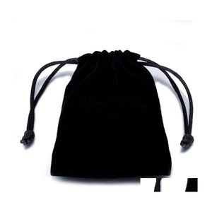 Bolsas de joyería Bolsas Moda Franela Dstring Black Veet Bolsas Energía móvil Tamaño Mti Empaquetado Bolsa de regalo Entrega directa Pantalla Ot19C