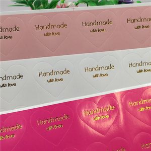 Sieraden zakjes zakken hartvorm papier label thermoprinting sticker cadeaumstickers bakkerijverpakking accepteren aanpassen logojewelry juwelenjewelry