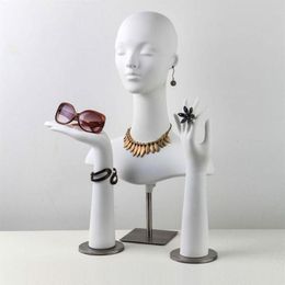 Bijoux Pochettes Sacs Haute Qualité Femme Mannequin Factice Tête Et Mains Pour RingEarring Collier Chapeau Lunettes De Soleil Affichage Mannequin Tor223x