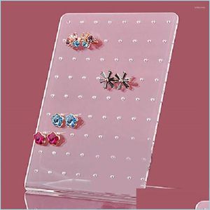 Sieraden zakjes tassen sieraden zakjes 72 gaten transparant showcase rack plastic oorranghouder oorbuien display stand voor wo dhth9