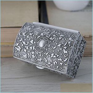 Sieraden zakjes tassen sieraden zakjes tassen mode opslag organizer draagbare snuisterij kas home vintage metalen armband schatkist h dhjug