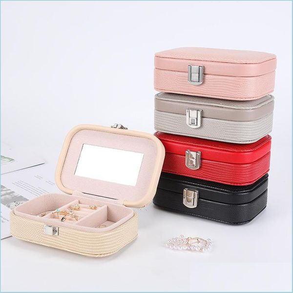 Bijoux Pochettes Sacs Bijoux Pochettes Sacs Mini Organisateur Boîte En Cuir Pu Princesse Dressing Anniversaire Cadeau Boucle D'oreille Anneau Collection Drop Dhe9C