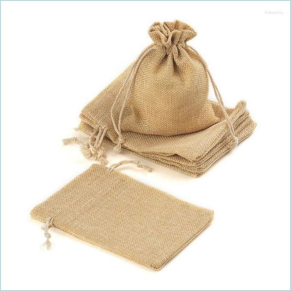 Pochettes À Bijoux Sacs Pochettes À Bijoux Sacs Beige Lin Cadeau Dstring 7X9Cm 9X12Cm 10X15Cm 13X17Cm Paquet De 50 Maquillage Jute Linge Brit22 Dhgbc