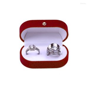 Sieraden zakjes tassen sieraden zakjes luxueuze veet ovale vorm rode ringdoos met bijpassende tweedelige packer voor verlovingsvoorstel d dhosz