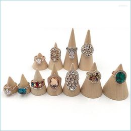 Pochettes à bijoux Sacs Pochettes à bijoux Porte-bagues en bois Support pour bagues Présentoirs à bijoux Titulaires de cas Cone Juwellery Organ Dhfyk