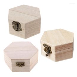 Pochettes à bijoux, boîte en bois naturel, trousse de rangement en bois uni inachevé, bricolage artisanat Edwi22
