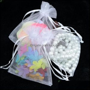 Sieraden zakjes tassen verpakking display wit kleine pure organza dstring pouches feest bruiloft voorkeur candy wrap square cadeau 7x9cm 2.75x3.