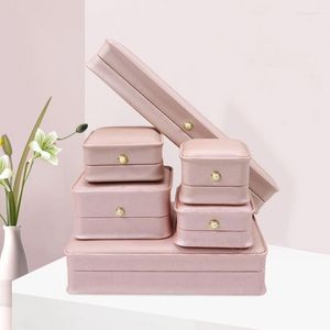 Bolsas de joyería, caja de anillo rosa, organizador de embalaje de collar, soporte para pendientes de regalo a granel Edwi22