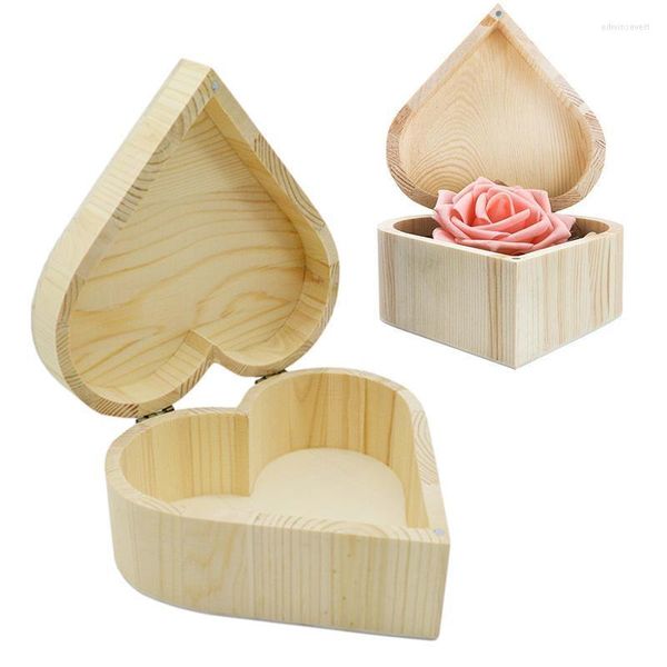 Bijoux Pochettes Sacs Portable Boîte De Rangement En Forme De Coeur En Bois Cadeau De Mariage Maquillage Boucles D'oreilles Anneau Organisateur De Bureau Edwi22