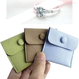 Pochettes à bijoux Sacs Pochette Premium Chiffon en microfibre Petit rangement avec bouton pression pour colliers Bracelets Bagues 2,8 x 2,8 pouces DropshipJewe