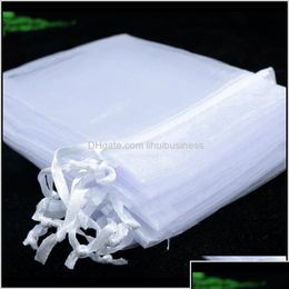 Bijoux Pochettes Sacs Pochettes Emballage Affichage 15X20Cm 100 Pcs Blanc Couleur Paquet Grand Dstring Organza Cadeau Pour Weddin Drop Deliver Dhzpo