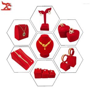 Sieraden zakjes zakken kwaliteit rode fluwelen display houder trouwring ketting ketting