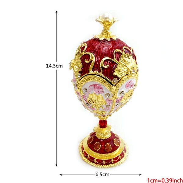 Pochettes à bijoux Sacs Rouge Or Fabergé-Oeuf Peint à la main Boîte à bibelots Cadeau pour Pâques Décoration d'intérieurTransport directBijoux