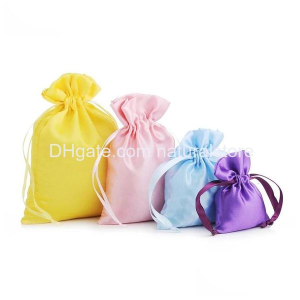 Sacches de bijoux Sacs Satin Gift Red Dstring Sac Cadeaux Sachets For Christmas Favor Baby Shower Drop Livroting Emballage Déplace DHZ80