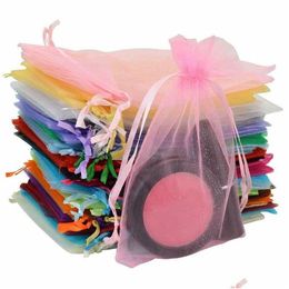 Sachets de bijoux, sacs en tissu en tissu en tissu transparent sac enroulé Small Dstring Bk Socches Organisateur de mariage Pack de livraison de gouttes de Noël DHBB7