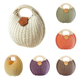 Bolsas de joyería Bolsas Bolso de mano de nido de caracol Verano Playa Mujer Paja Mujer Rattan Bag235p