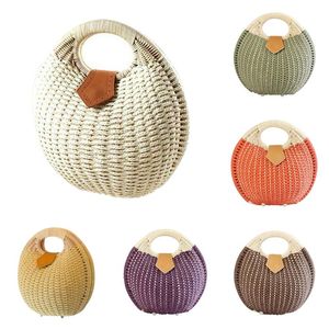 Bolsas de joyería, bolsos Bolso de mano de nido de caracol Bolso de mimbre de paja para mujer de playa de verano