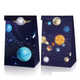 Bolsas de joyería Bolsas Star Space Party Bag Birthday Candy Gift Paper Bag22X12X8Cm Drop Delivery Otgl8