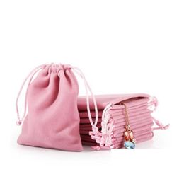 Bolsas de joyería, bolsas Veet Dstring Regalo Rosa de hielo Pink Grey Grey Proof Cosmetic Storage Crafts Bouces para boutique minorista SH DHFAC