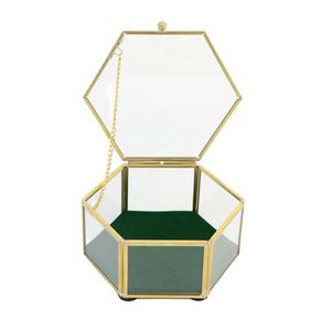 Sieraden zakjes zakken vintage minimalistisch gouden metalen frame helder glas met deksels scharnieren ketens decoratieve opbergdoos Depla dhgarden dhf9x